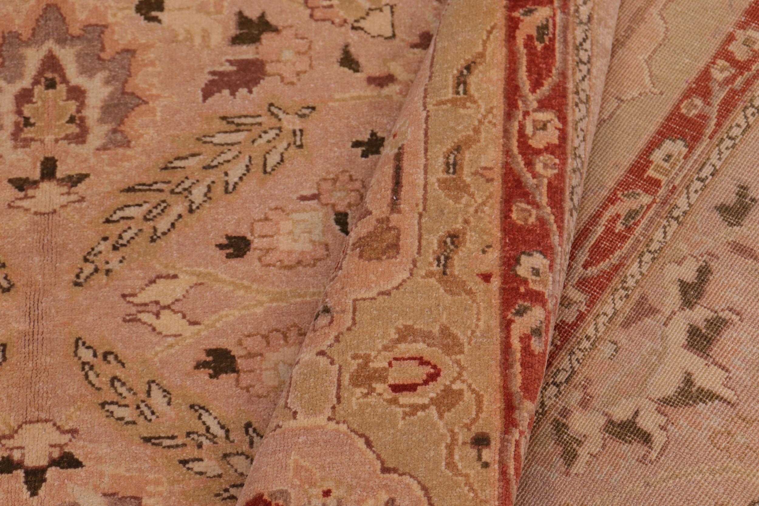 handmade Traditional Lahore Tan Lt. Green Hand Knotted RECTANGLE 100% WOOL area rug 6' x 9'