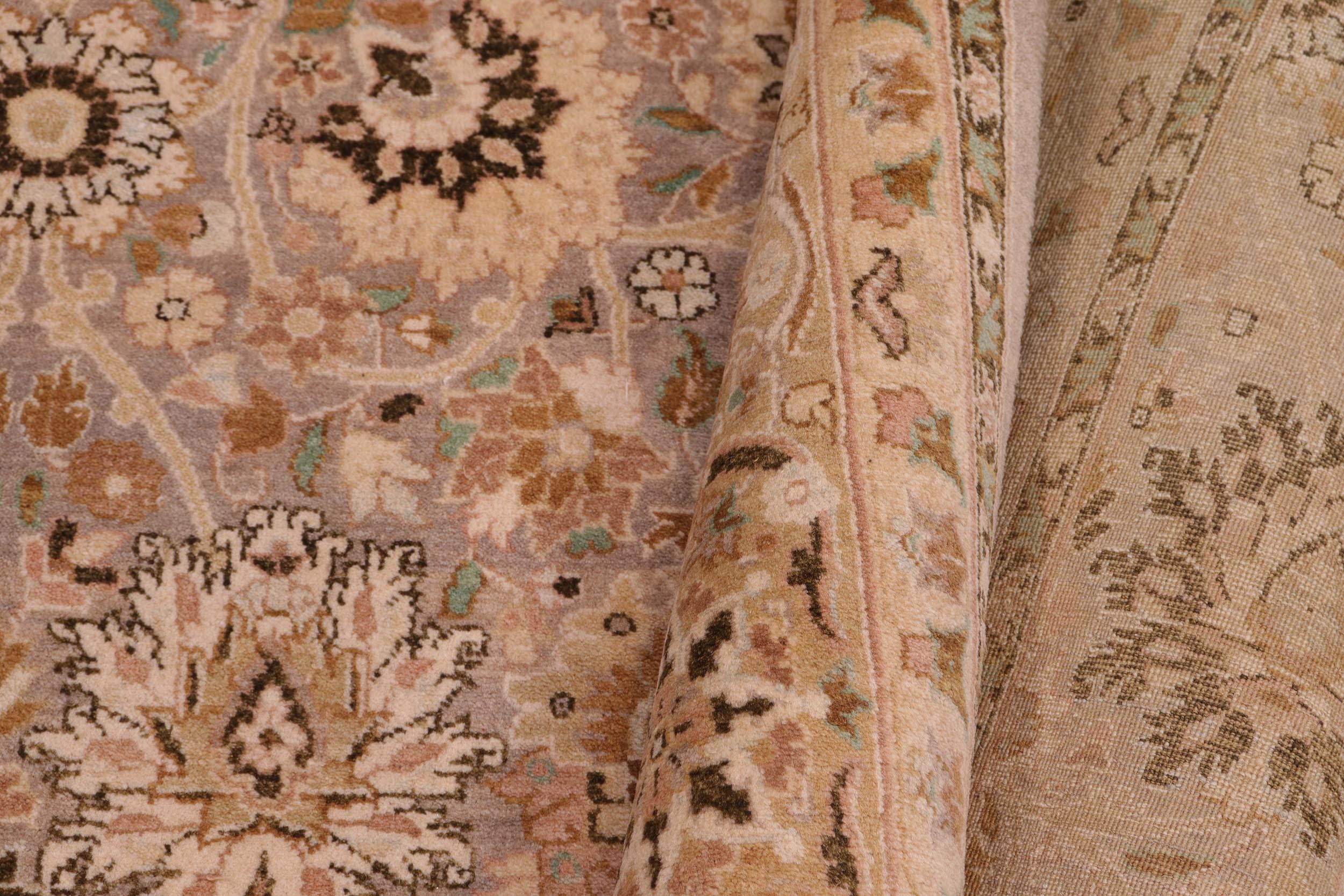 handmade Traditional Tabriz Gray Gold Hand Knotted RECTANGLE 100% WOOL area rug 6 x 9