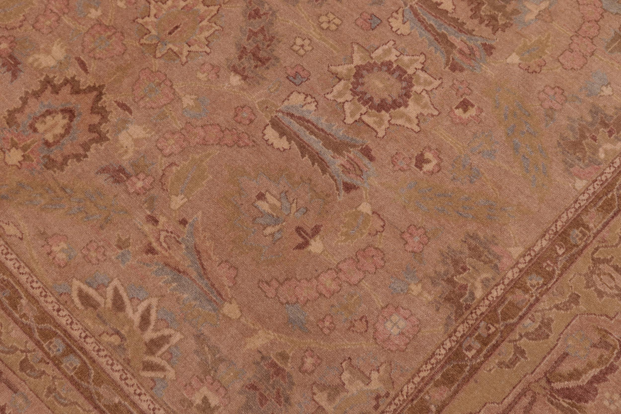 handmade Traditional Lahore Tan Lt. Gold Hand Knotted RECTANGLE 100% WOOL area rug 6' x 9'