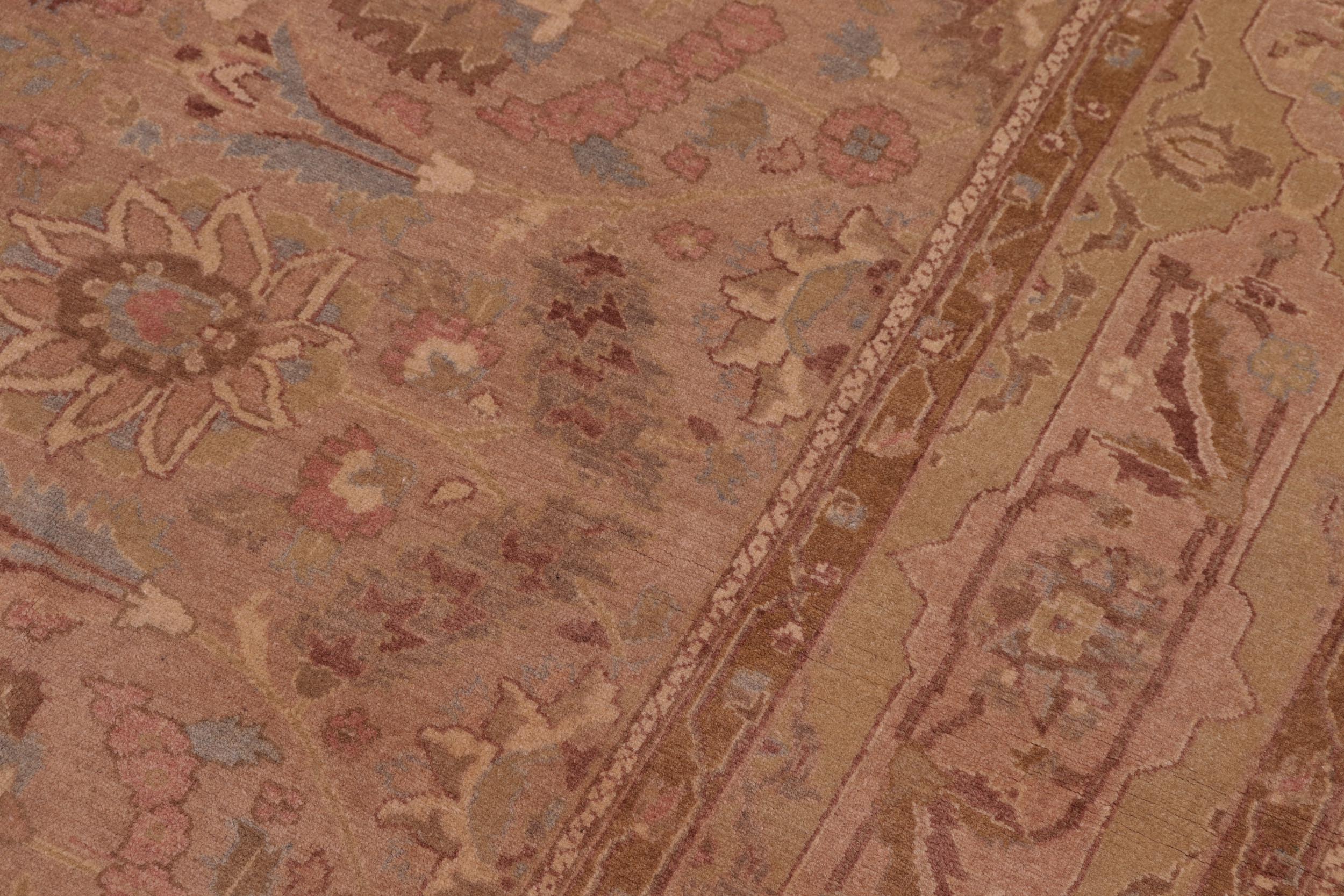 handmade Traditional Lahore Tan Lt. Gold Hand Knotted RECTANGLE 100% WOOL area rug 6' x 9'