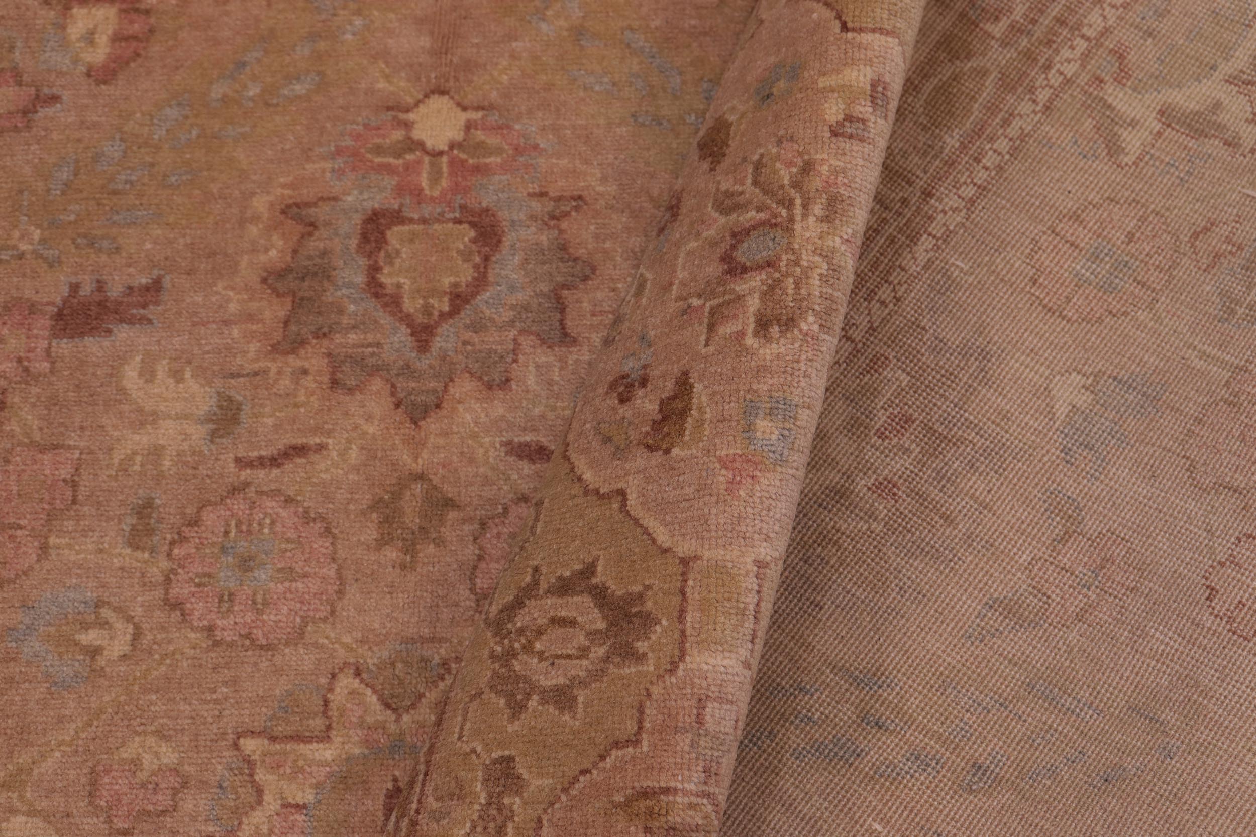 handmade Traditional Lahore Tan Lt. Gold Hand Knotted RECTANGLE 100% WOOL area rug 6' x 9'