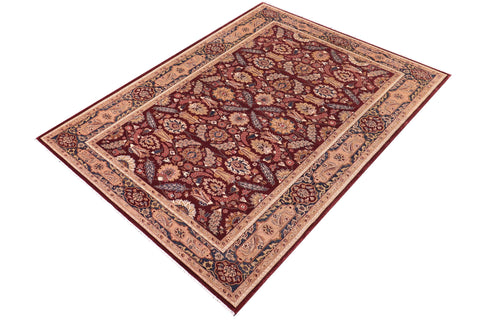 handmade Traditional Lahore Drk. Red Blue Hand Knotted RECTANGLE 100% WOOL area rug 6' x 9'