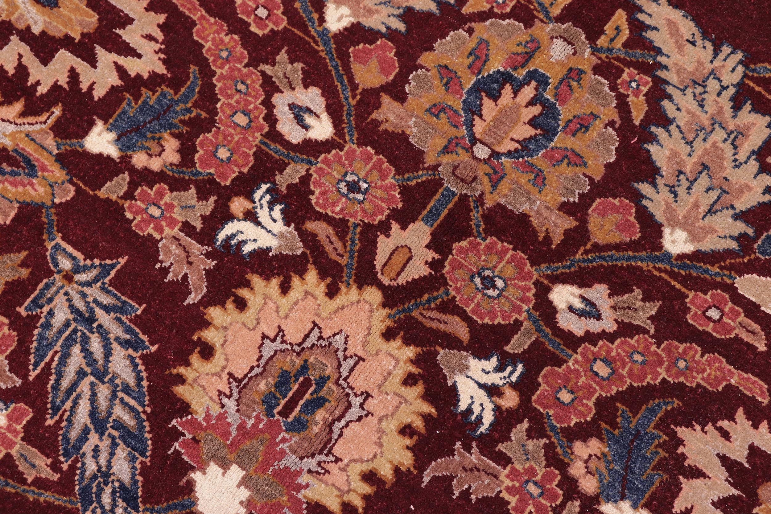 handmade Traditional Lahore Drk. Red Blue Hand Knotted RECTANGLE 100% WOOL area rug 6' x 9'