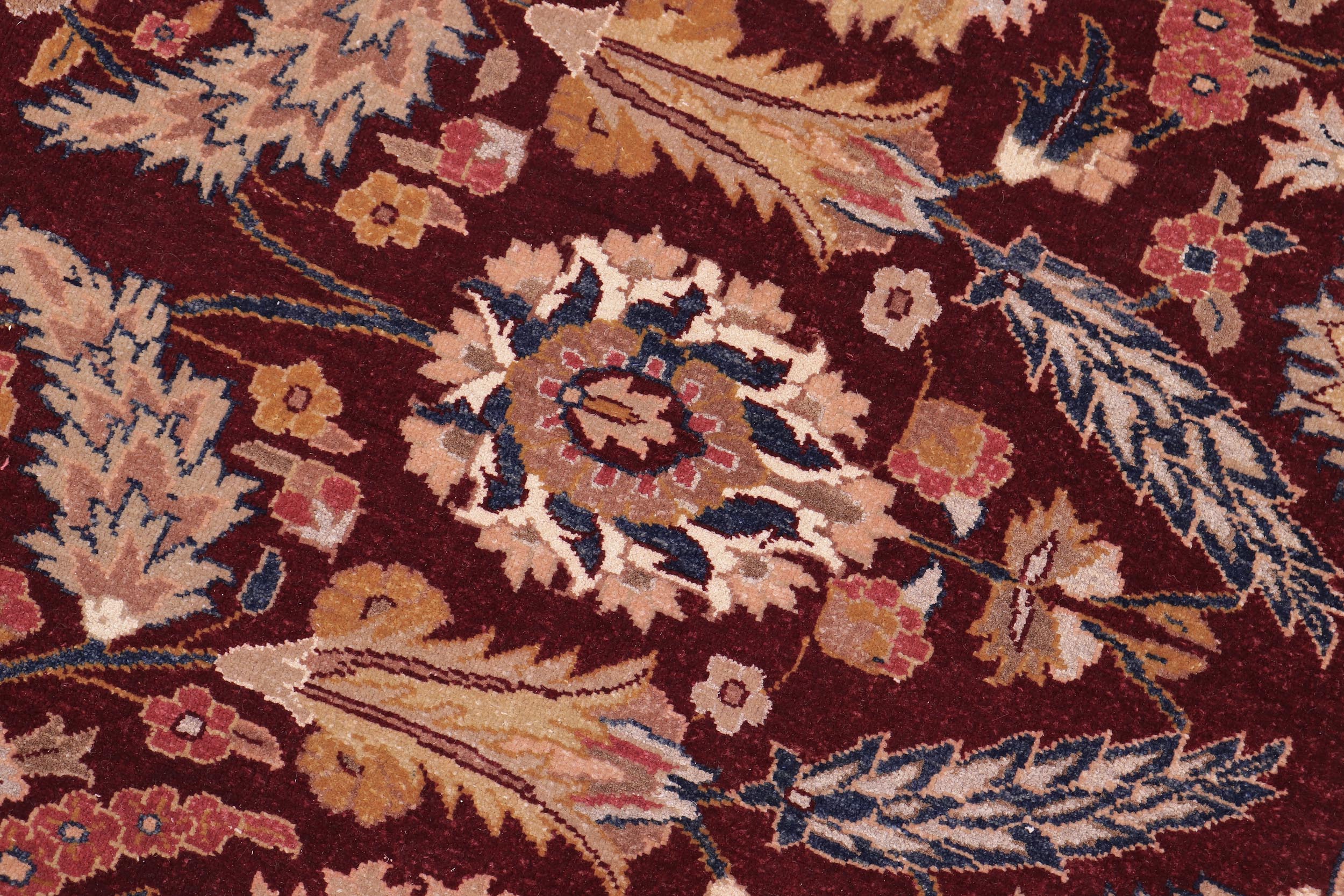 handmade Traditional Lahore Drk. Red Blue Hand Knotted RECTANGLE 100% WOOL area rug 6' x 9'