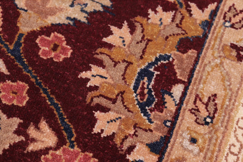 handmade Traditional Lahore Drk. Red Blue Hand Knotted RECTANGLE 100% WOOL area rug 6' x 9'