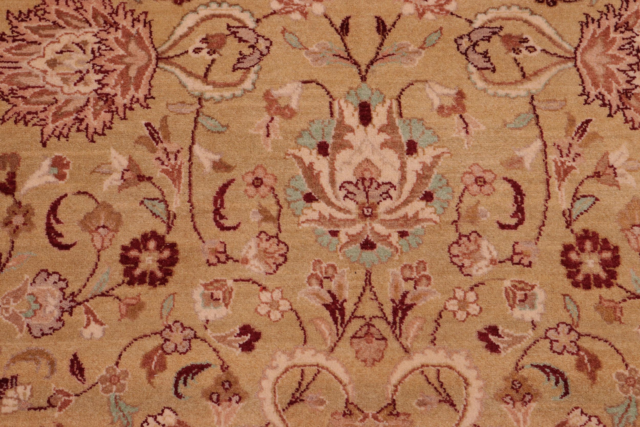 handmade Traditional Kashan Gold Aubergine Hand Knotted RECTANGLE 100% WOOL area rug 6 x 9