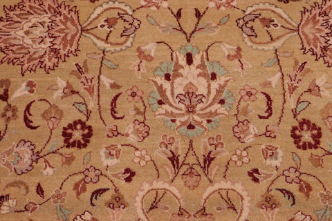 handmade Traditional Kashan Gold Aubergine Hand Knotted RECTANGLE 100% WOOL area rug 6 x 9