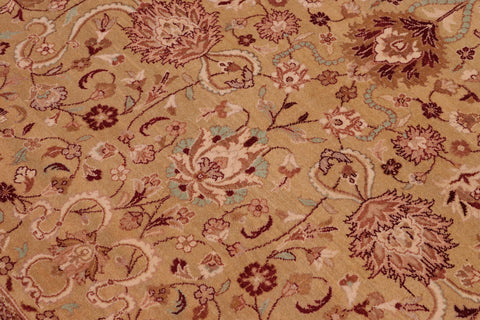 handmade Traditional Kashan Gold Aubergine Hand Knotted RECTANGLE 100% WOOL area rug 6 x 9