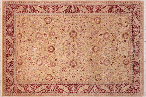 handmade Traditional Kashan Gold Aubergine Hand Knotted RECTANGLE 100% WOOL area rug 6 x 9