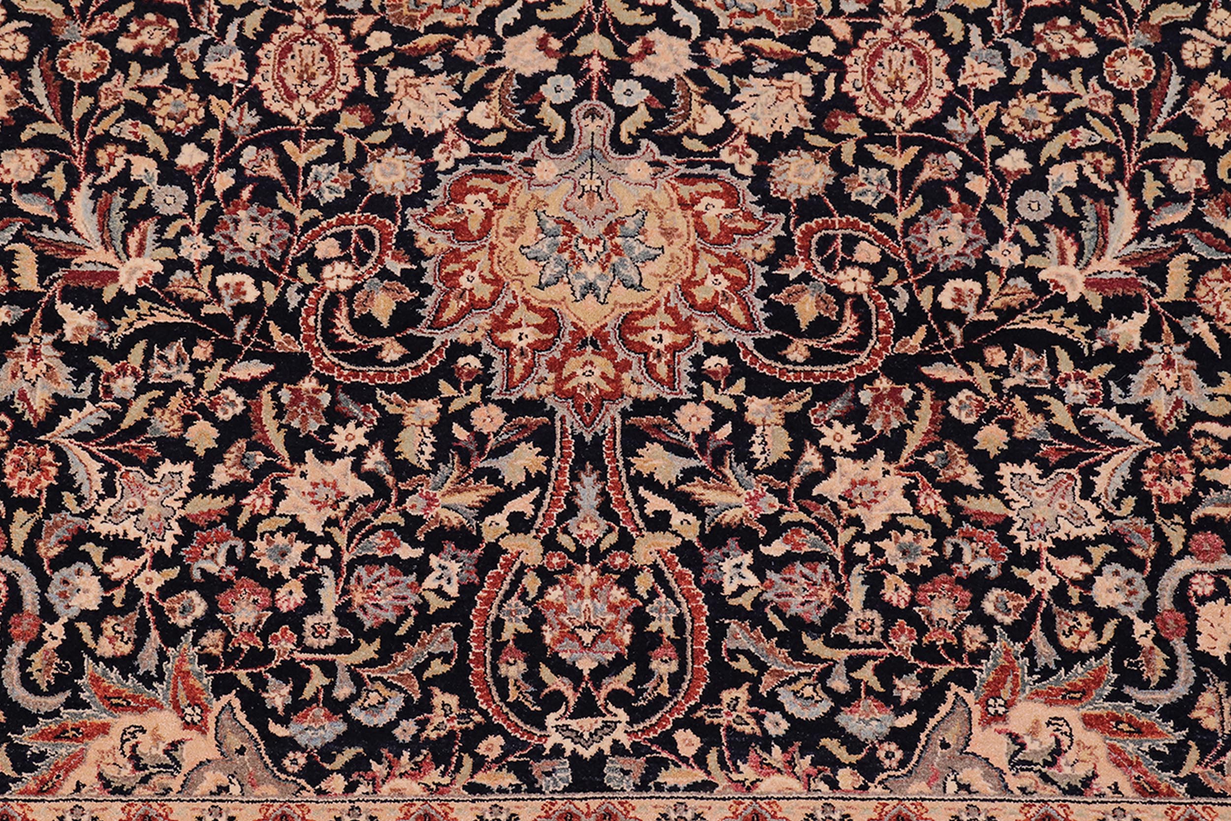 handmade Traditional Kashan Blue Tan Hand Knotted RECTANGLE 100% WOOL area rug 6 x 9