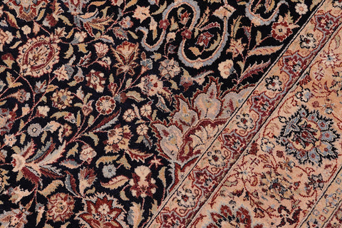handmade Traditional Kashan Blue Tan Hand Knotted RECTANGLE 100% WOOL area rug 6 x 9