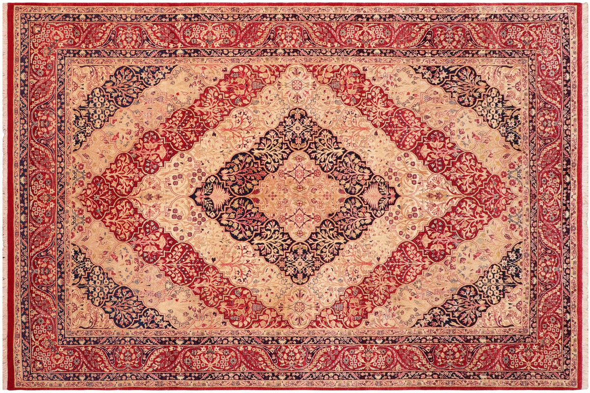 handmade Traditional Compartment Red Red Hand Knotted RECTANGLE 100% WOOL area rug 6 x 9