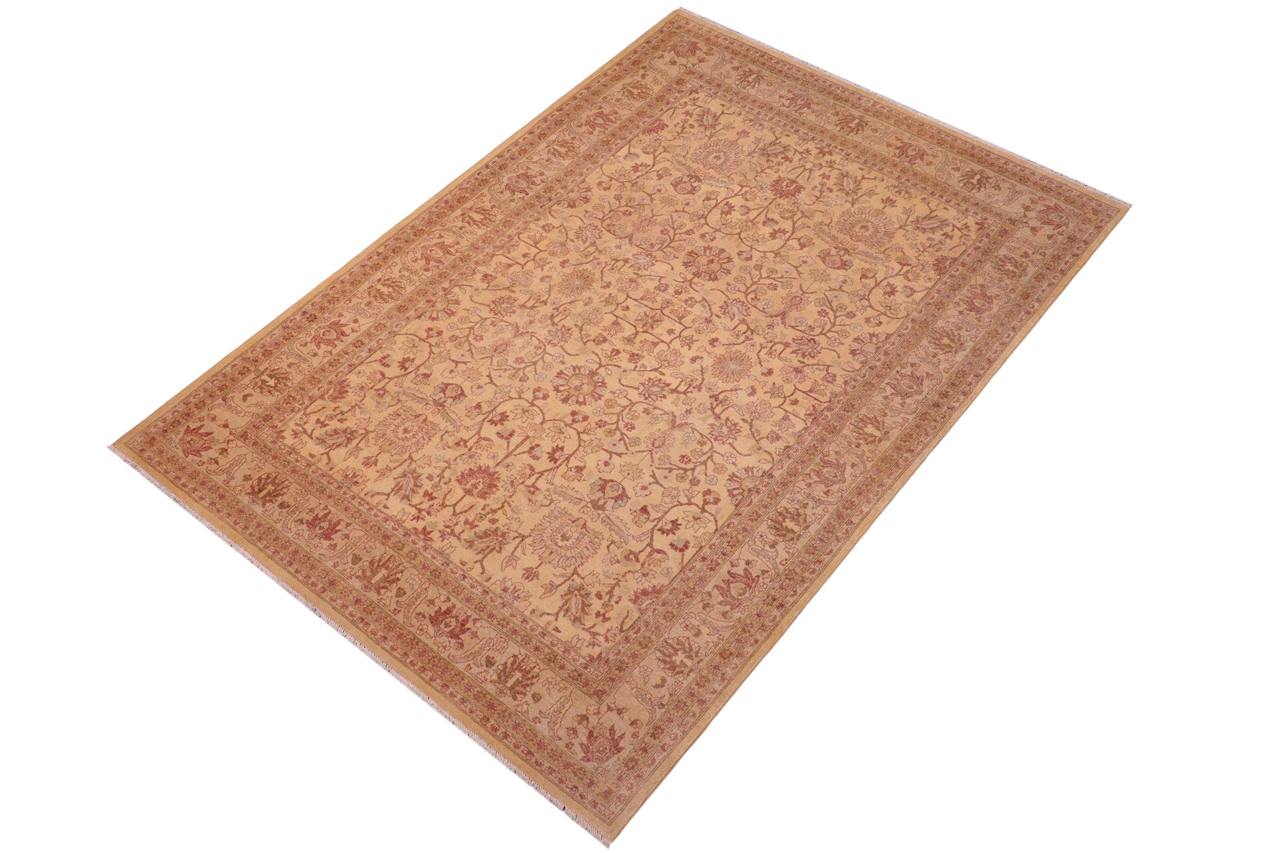 handmade Transitional Kafkaz Gold Lt. Gray Hand Knotted RECTANGLE 100% WOOL area rug 6' x 9'