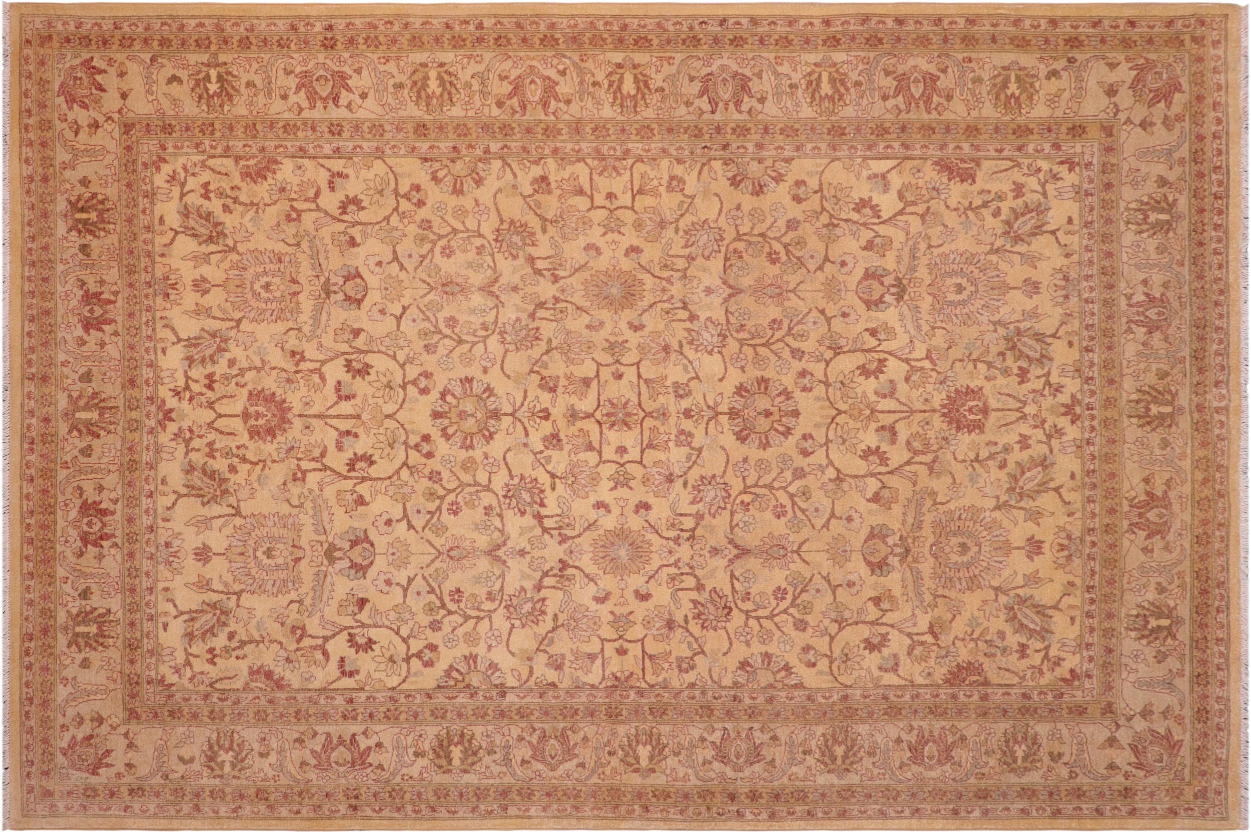 handmade Transitional Kafkaz Gold Lt. Gray Hand Knotted RECTANGLE 100% WOOL area rug 6' x 9'