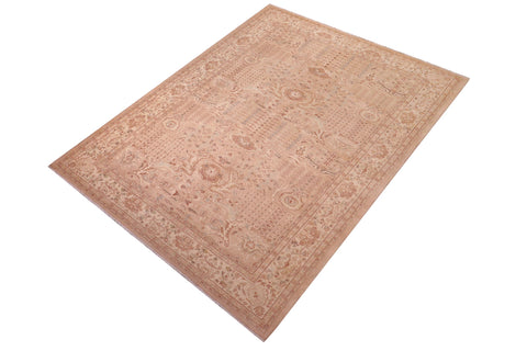 handmade Traditional Lahore Tan Ivory Hand Knotted RECTANGLE 100% WOOL area rug 6' x 9'