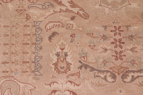 handmade Traditional Lahore Tan Ivory Hand Knotted RECTANGLE 100% WOOL area rug 6' x 9'