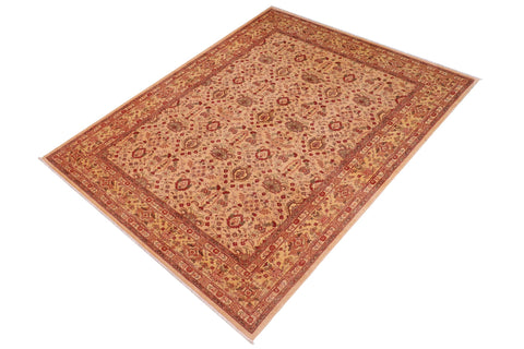 handmade Transitional Lahore Tan Gold Hand Knotted RECTANGLE 100% WOOL area rug 6' x 9'