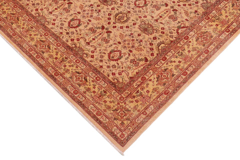handmade Transitional Lahore Tan Gold Hand Knotted RECTANGLE 100% WOOL area rug 6' x 9'