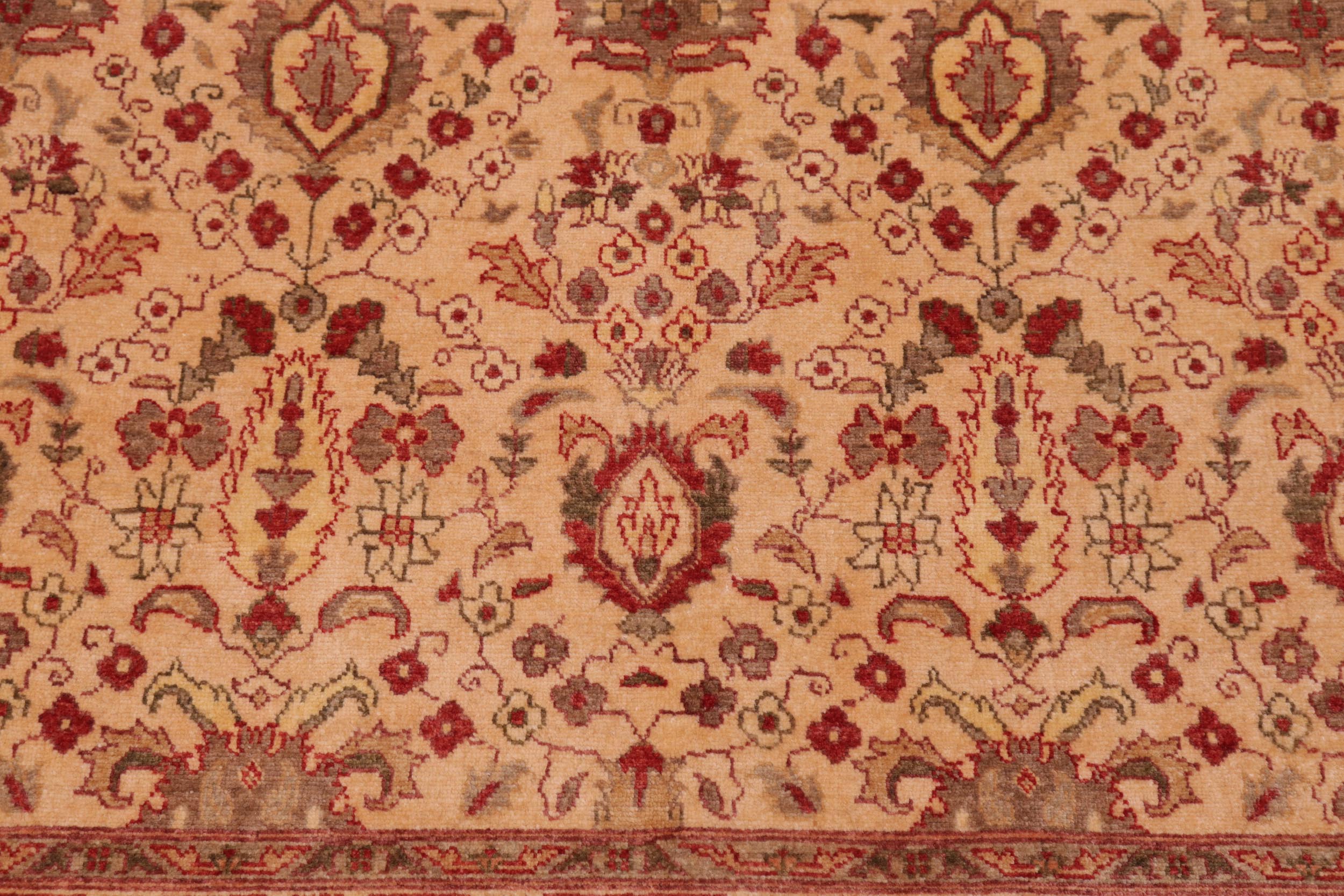 handmade Transitional Lahore Tan Gold Hand Knotted RECTANGLE 100% WOOL area rug 6' x 9'