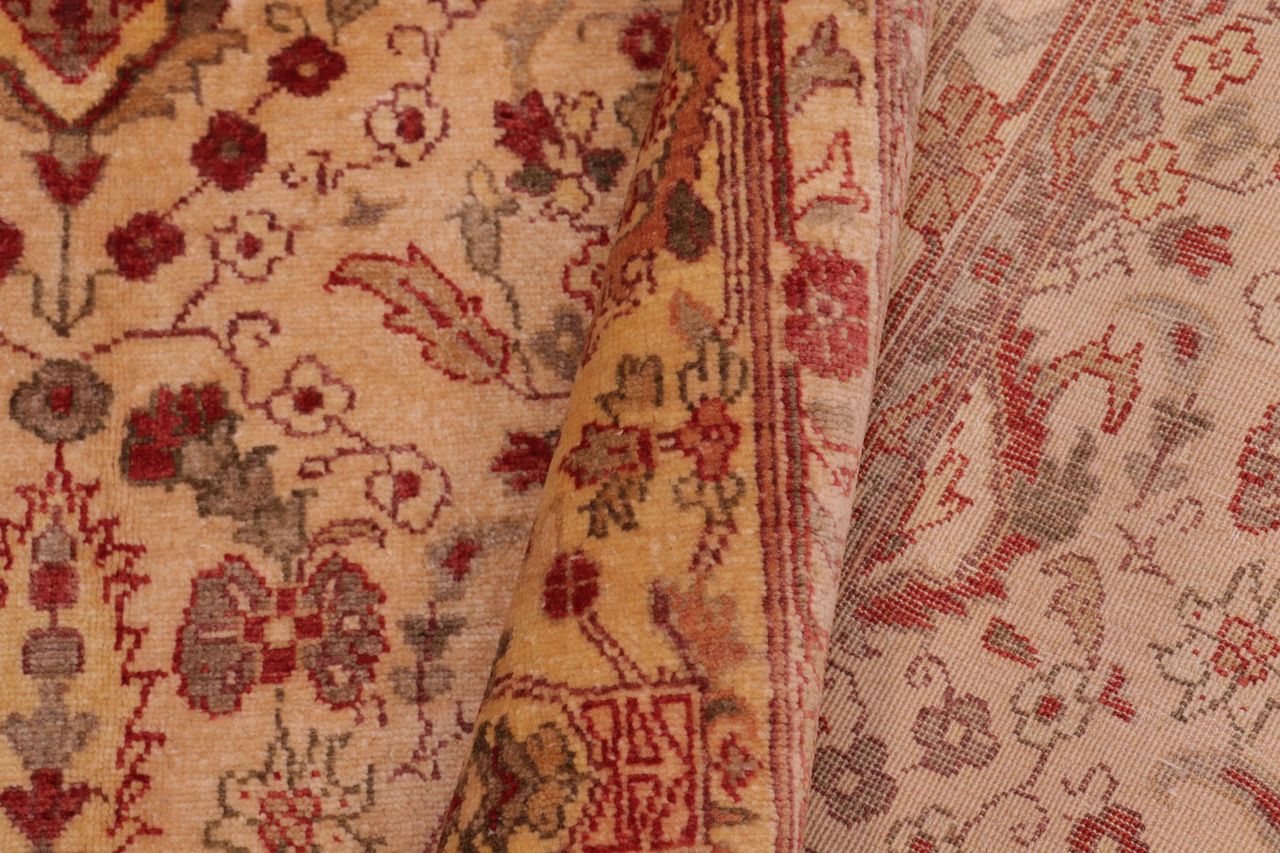 handmade Transitional Lahore Tan Gold Hand Knotted RECTANGLE 100% WOOL area rug 6' x 9'