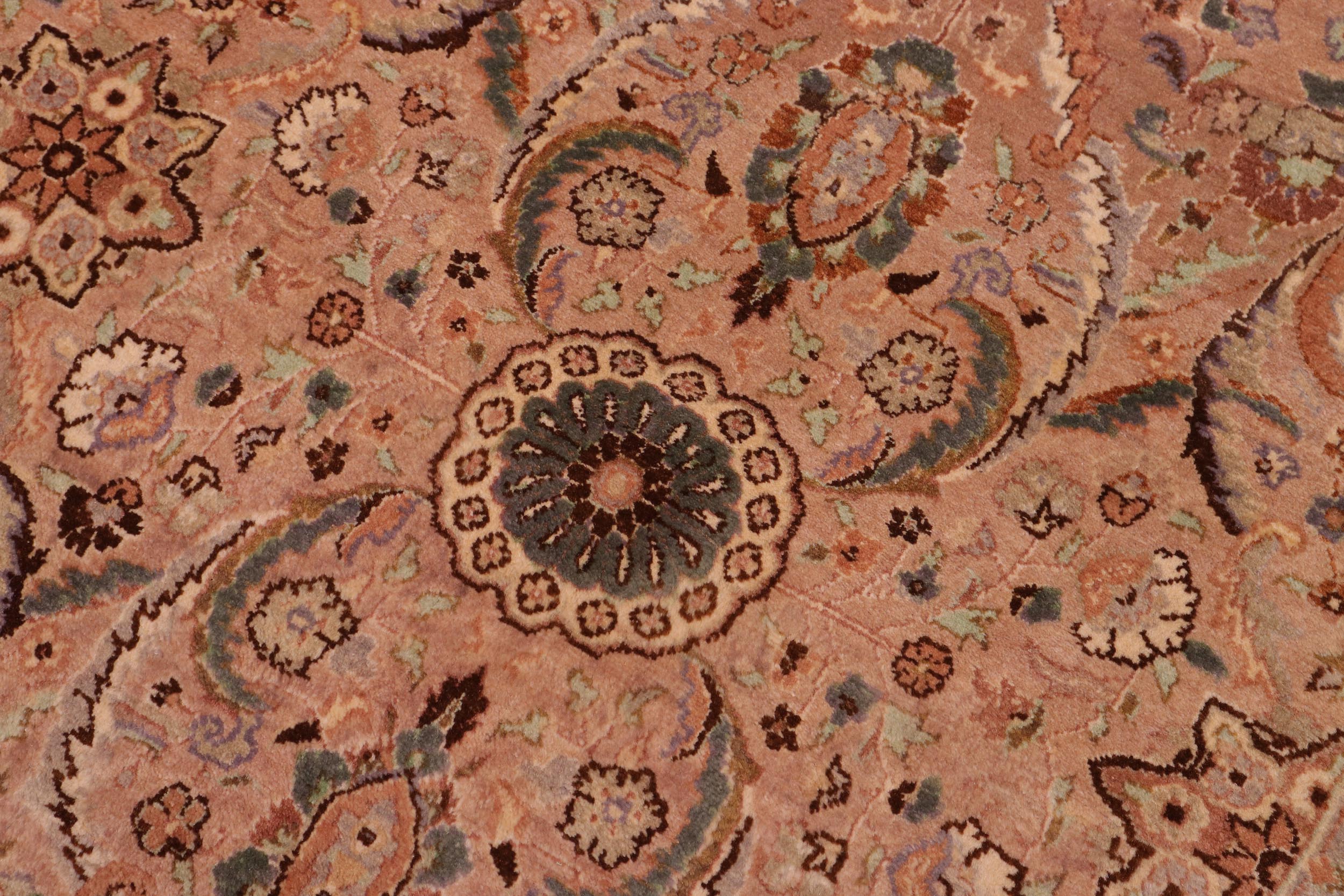 handmade Transitional Qaseem Bond Tan Lt. Green Hand Knotted RECTANGLE 100% WOOL area rug 6 x 9