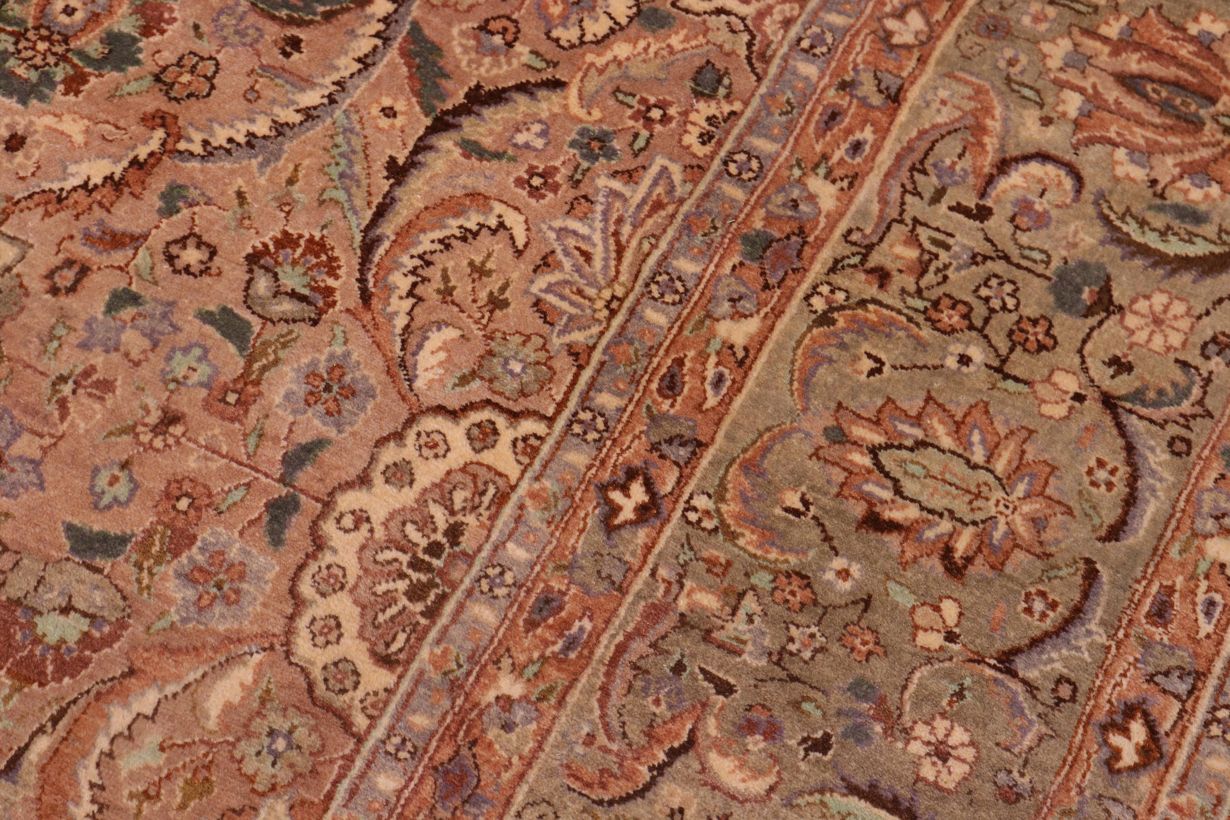 handmade Transitional Qaseem Bond Tan Lt. Green Hand Knotted RECTANGLE 100% WOOL area rug 6 x 9