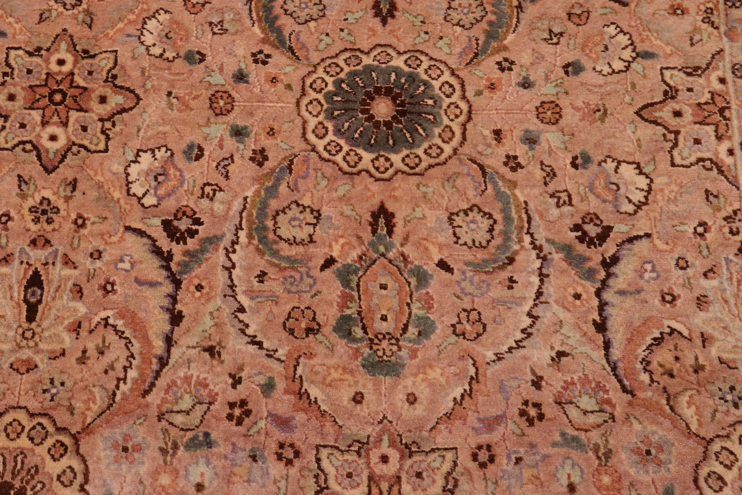 handmade Transitional Qaseem Bond Tan Lt. Green Hand Knotted RECTANGLE 100% WOOL area rug 6 x 9
