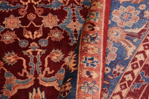 handmade Traditional Lahore Drk. Red Teal Blue Hand Knotted RECTANGLE 100% WOOL area rug 6' x 9'