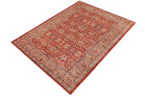 handmade Traditional Lahore Rust Tan Hand Knotted RECTANGLE 100% WOOL area rug 6' x 9'