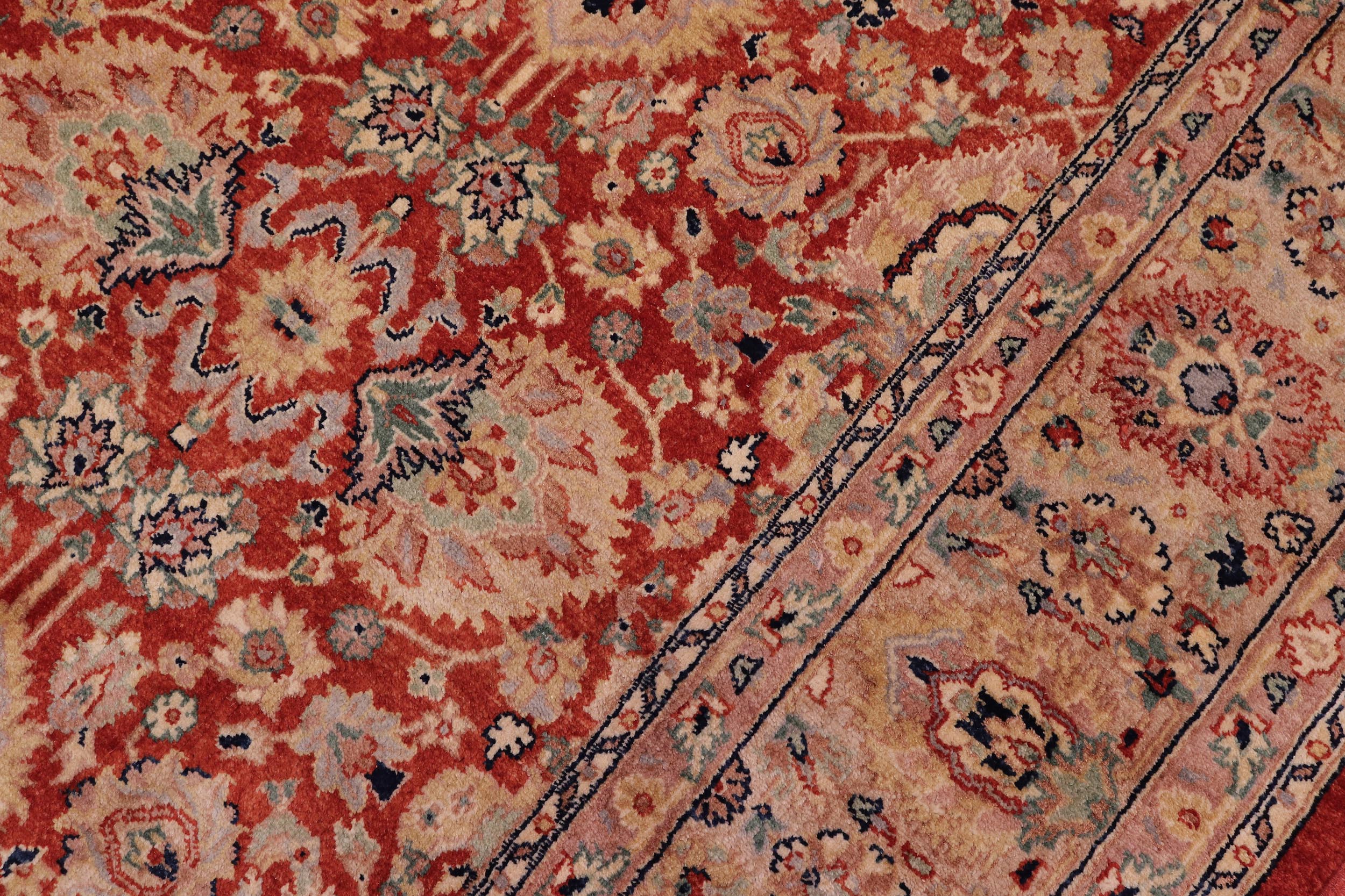 handmade Traditional Lahore Rust Tan Hand Knotted RECTANGLE 100% WOOL area rug 6' x 9'