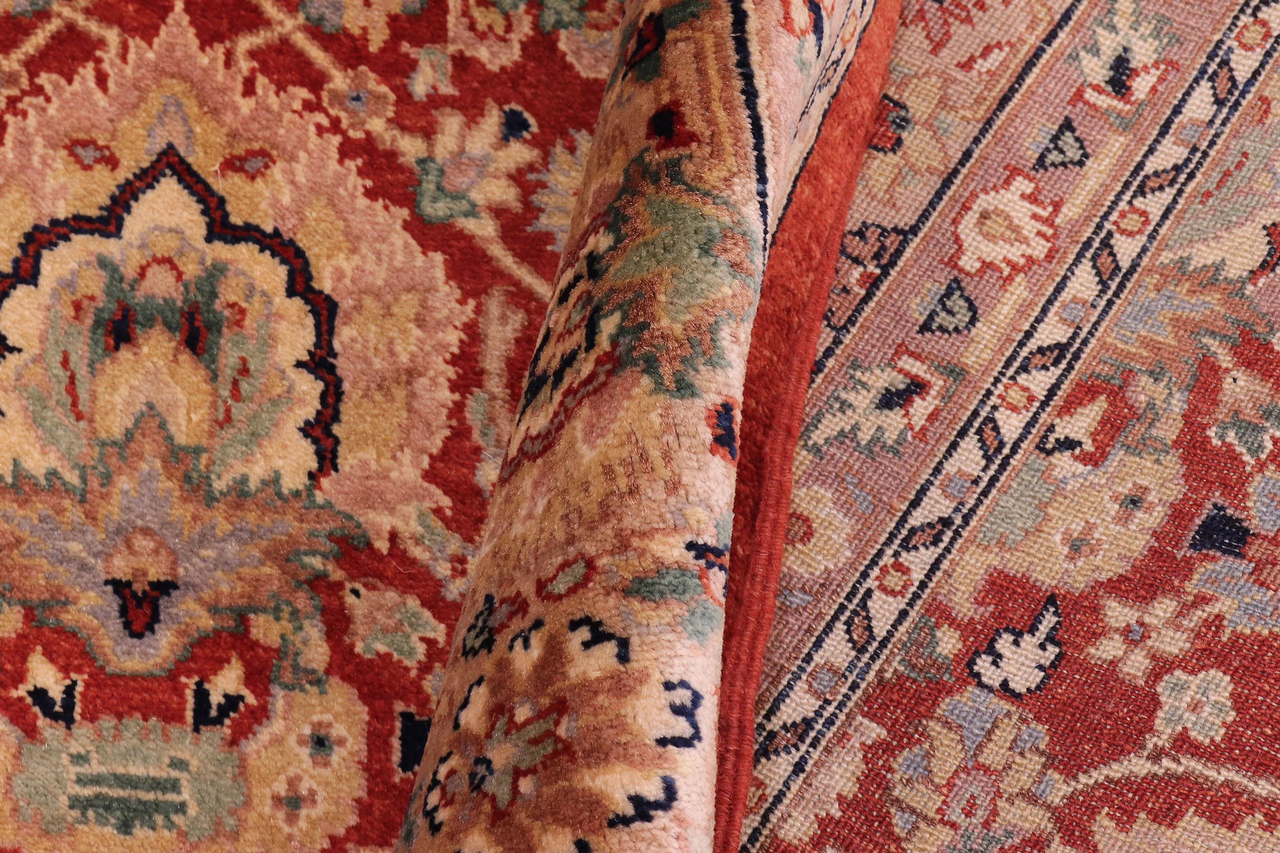 handmade Traditional Lahore Rust Tan Hand Knotted RECTANGLE 100% WOOL area rug 6' x 9'