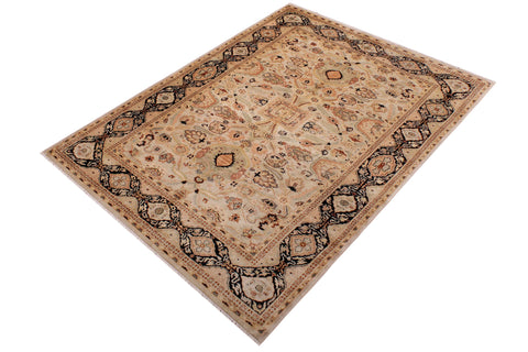 handmade Traditional Lahore Lt. Gray Black Hand Knotted RECTANGLE 100% WOOL area rug 6' x 9'