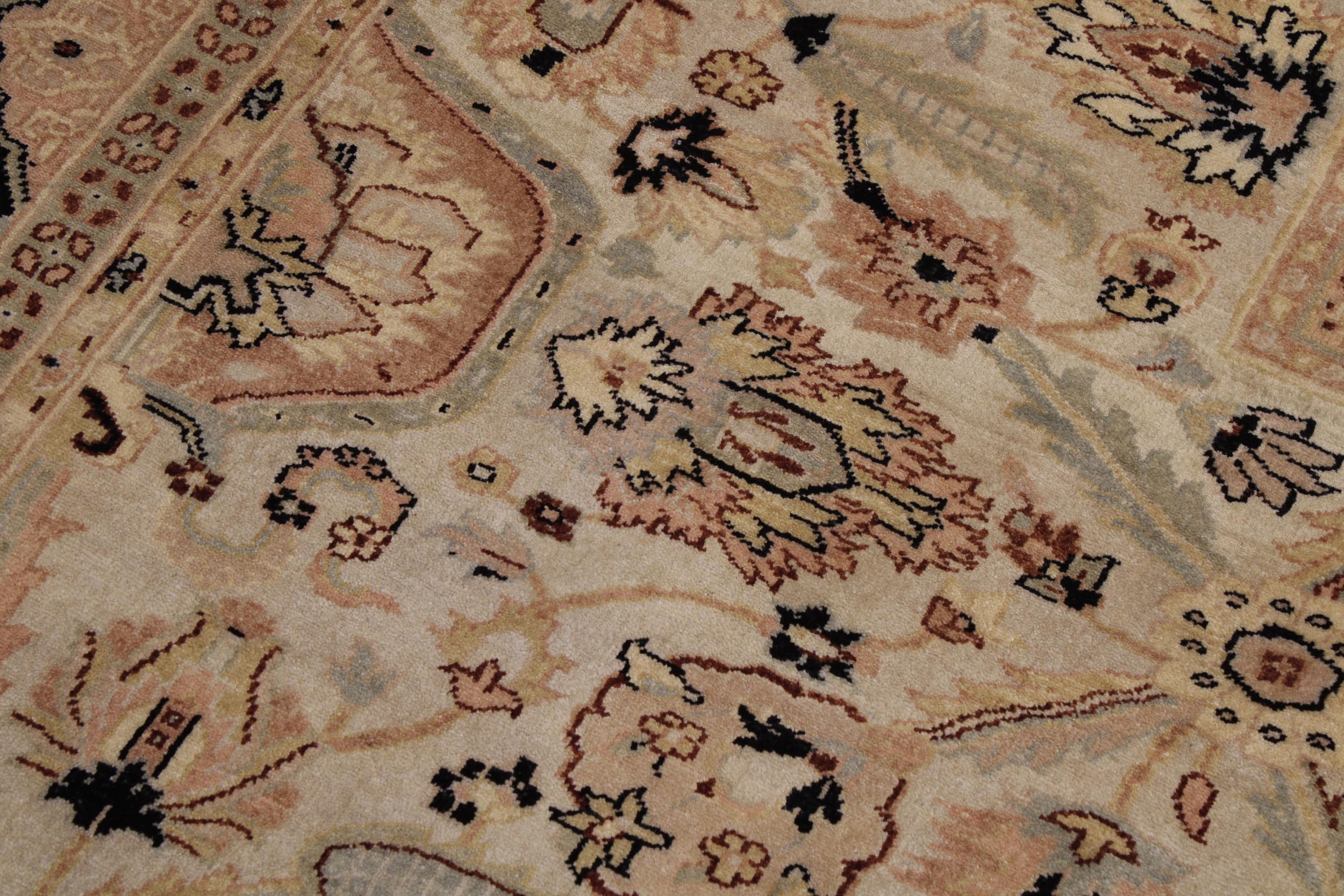 handmade Traditional Lahore Lt. Gray Black Hand Knotted RECTANGLE 100% WOOL area rug 6' x 9'