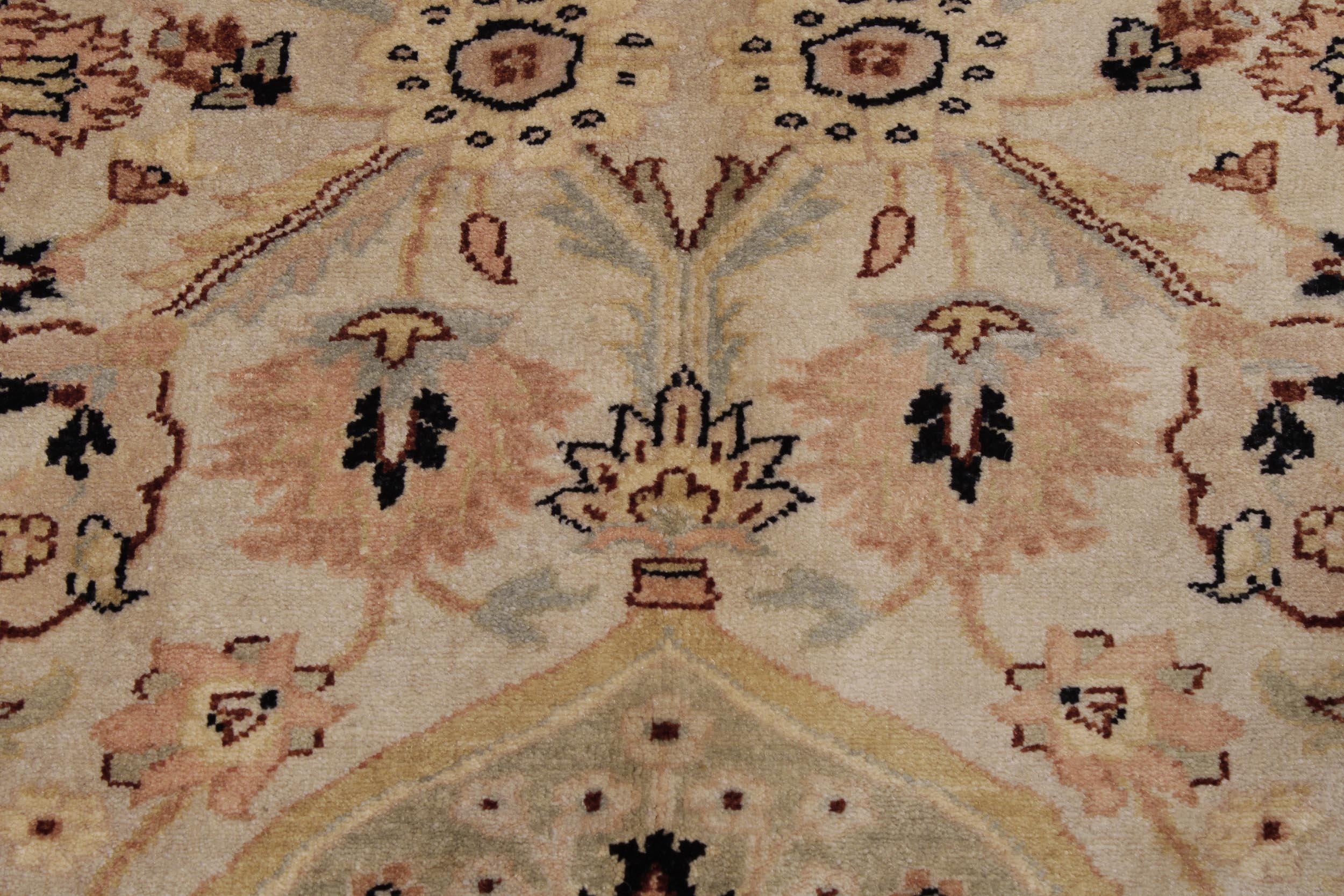 handmade Traditional Lahore Lt. Gray Black Hand Knotted RECTANGLE 100% WOOL area rug 6' x 9'