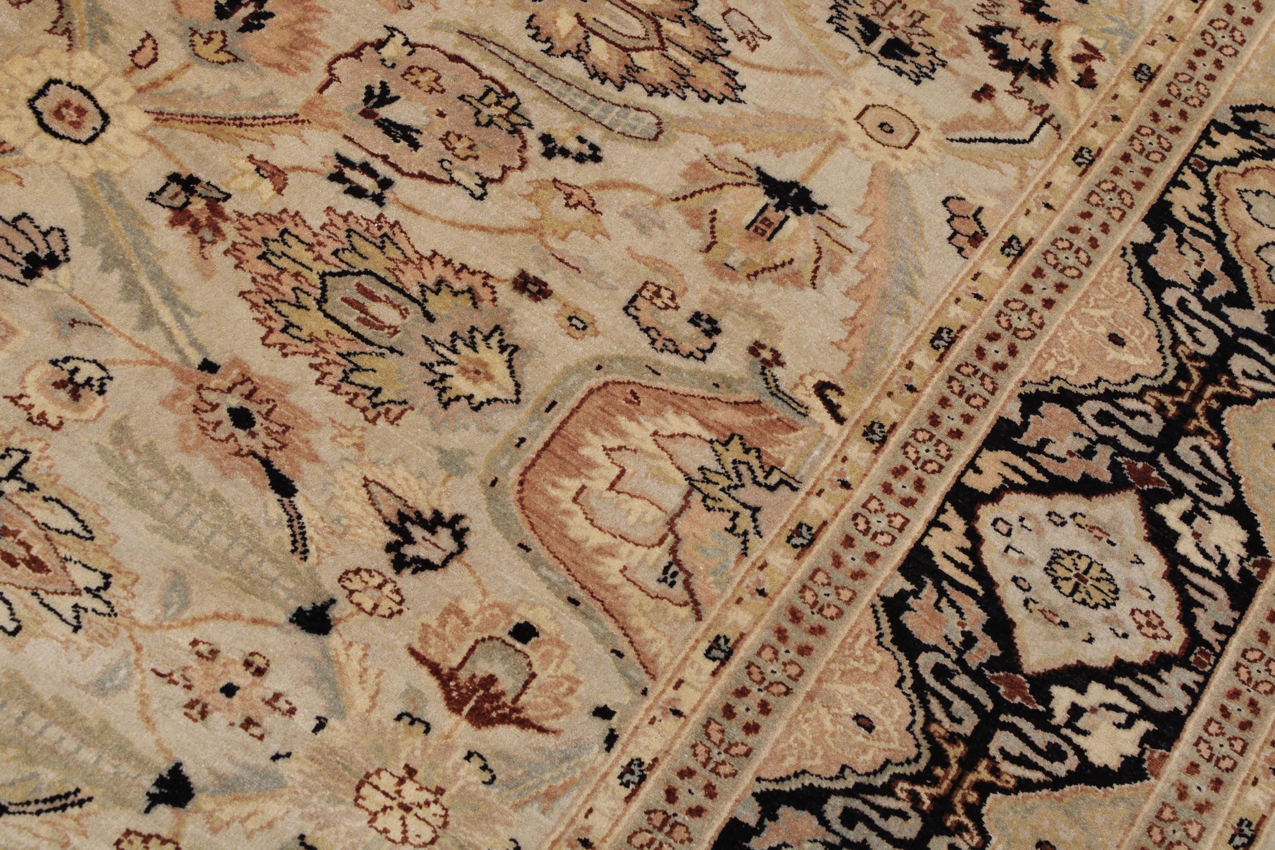 handmade Traditional Lahore Lt. Gray Black Hand Knotted RECTANGLE 100% WOOL area rug 6' x 9'