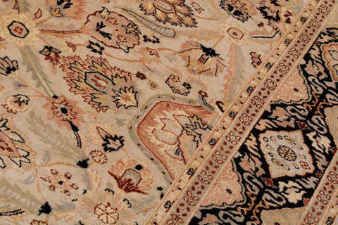 handmade Traditional Lahore Lt. Gray Black Hand Knotted RECTANGLE 100% WOOL area rug 6' x 9'