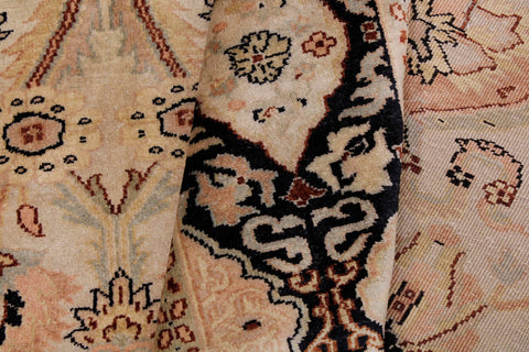 handmade Traditional Lahore Lt. Gray Black Hand Knotted RECTANGLE 100% WOOL area rug 6' x 9'