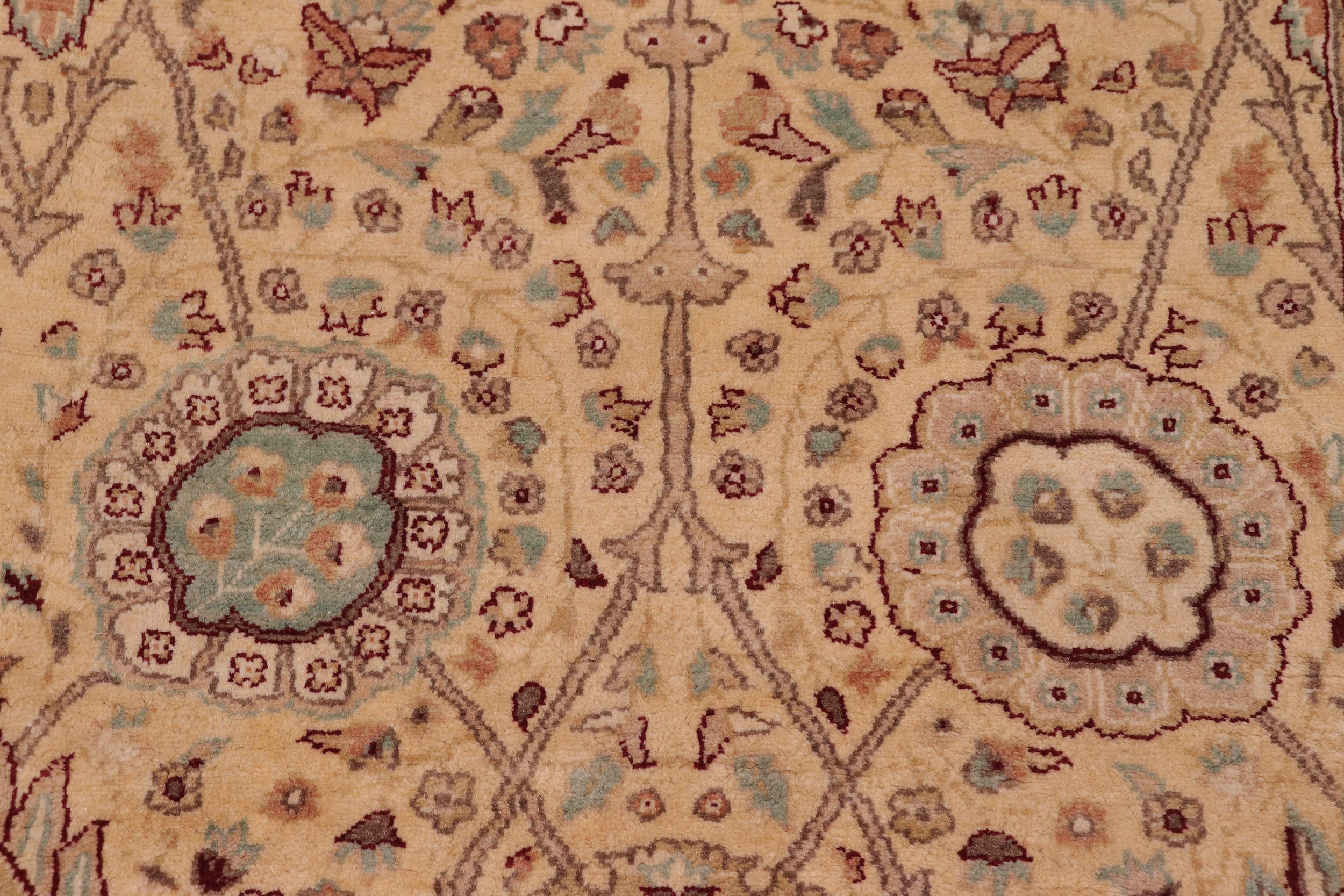 handmade Traditional Design Gold Gold Hand Knotted RECTANGLE 100% WOOL area rug 6' x 9'