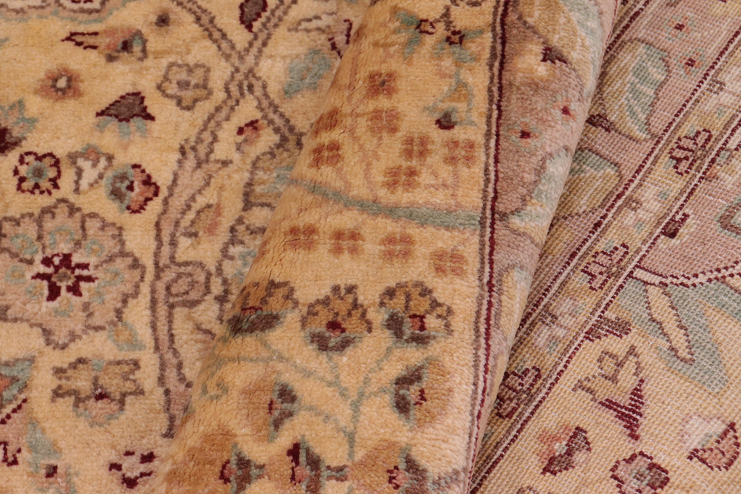 handmade Traditional Design Gold Gold Hand Knotted RECTANGLE 100% WOOL area rug 6' x 9'