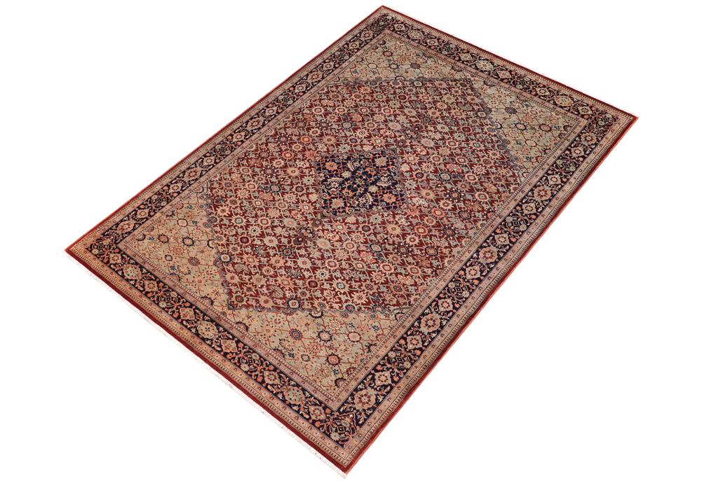 handmade Traditional Bakshi Rust Blue Hand Knotted RECTANGLE 100% WOOL area rug 6'X9'