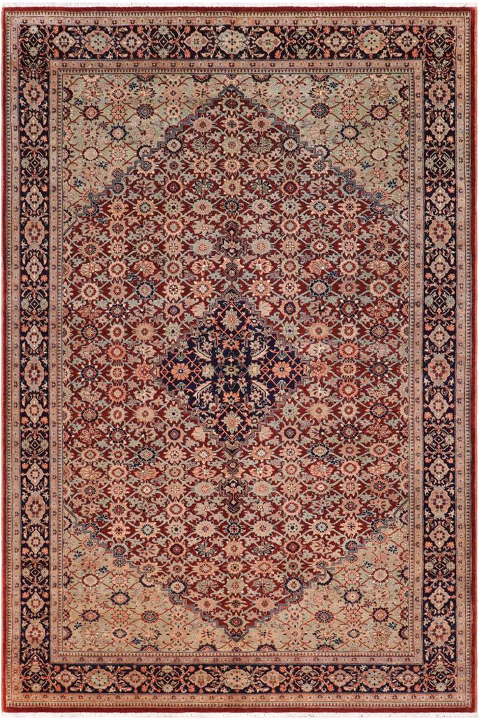 handmade Traditional Bakshi Rust Blue Hand Knotted RECTANGLE 100% WOOL area rug 6'X9'