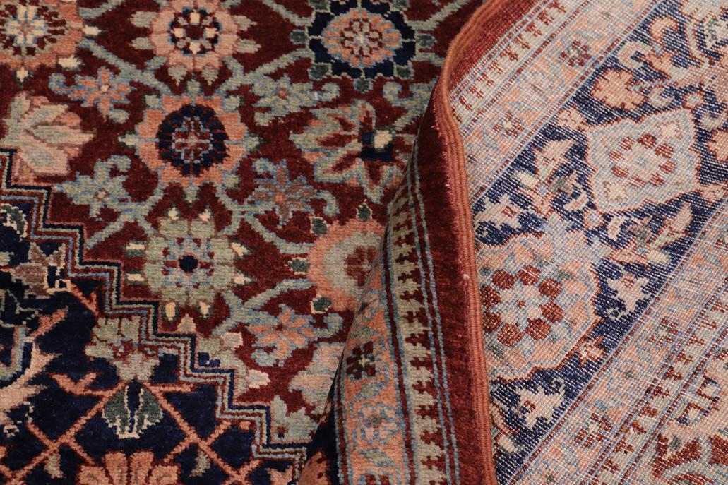 handmade Traditional Bakshi Rust Blue Hand Knotted RECTANGLE 100% WOOL area rug 6'X9'