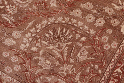 handmade Traditional Tajdar Brown Brown Hand Knotted RECTANGLE 100% WOOL area rug 6x9