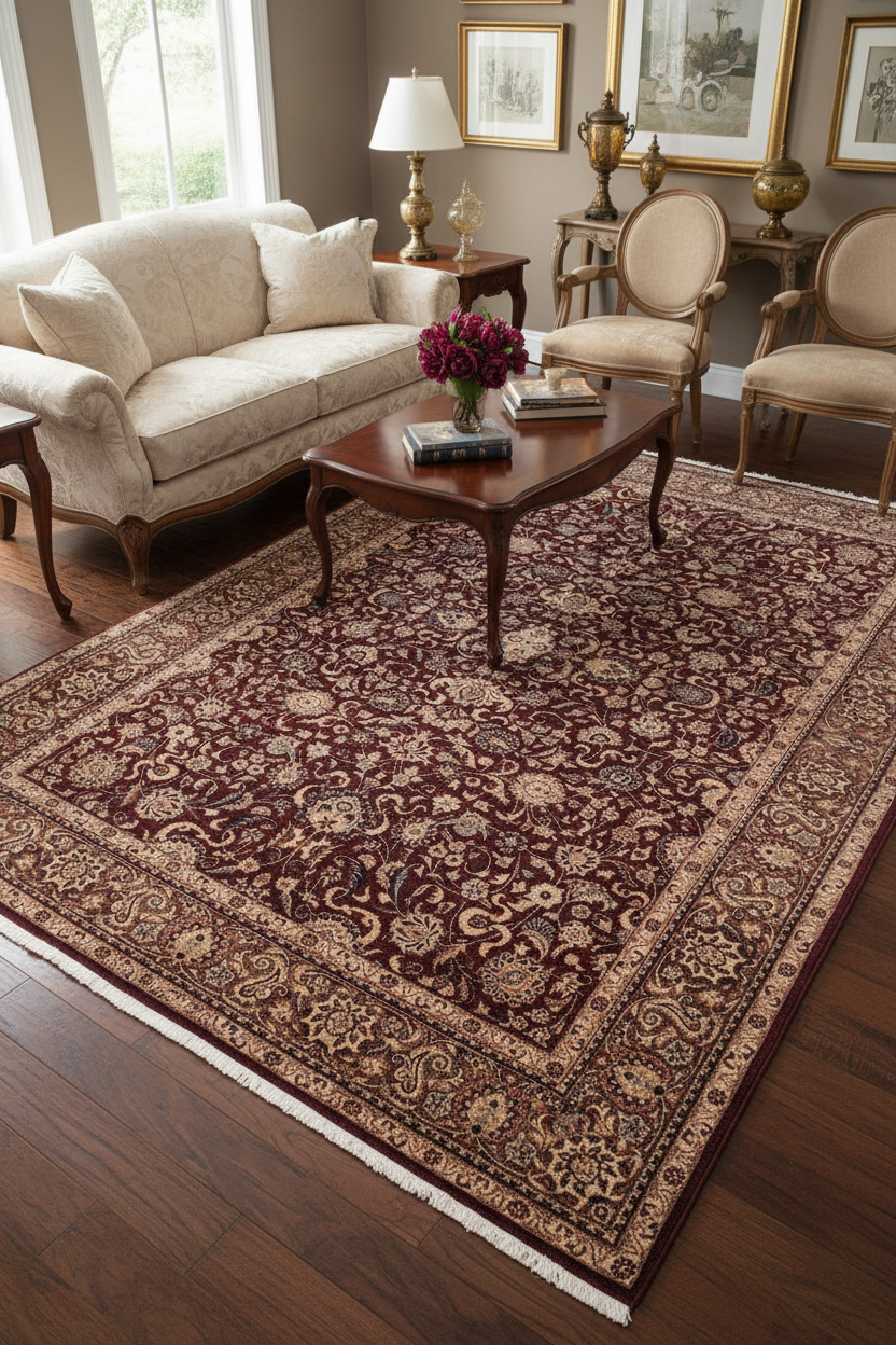 handmade Transitional Abasi Afsha Aubergine Dark Brown Hand Knotted RECTANGLE 100% WOOL area rug 6x9
