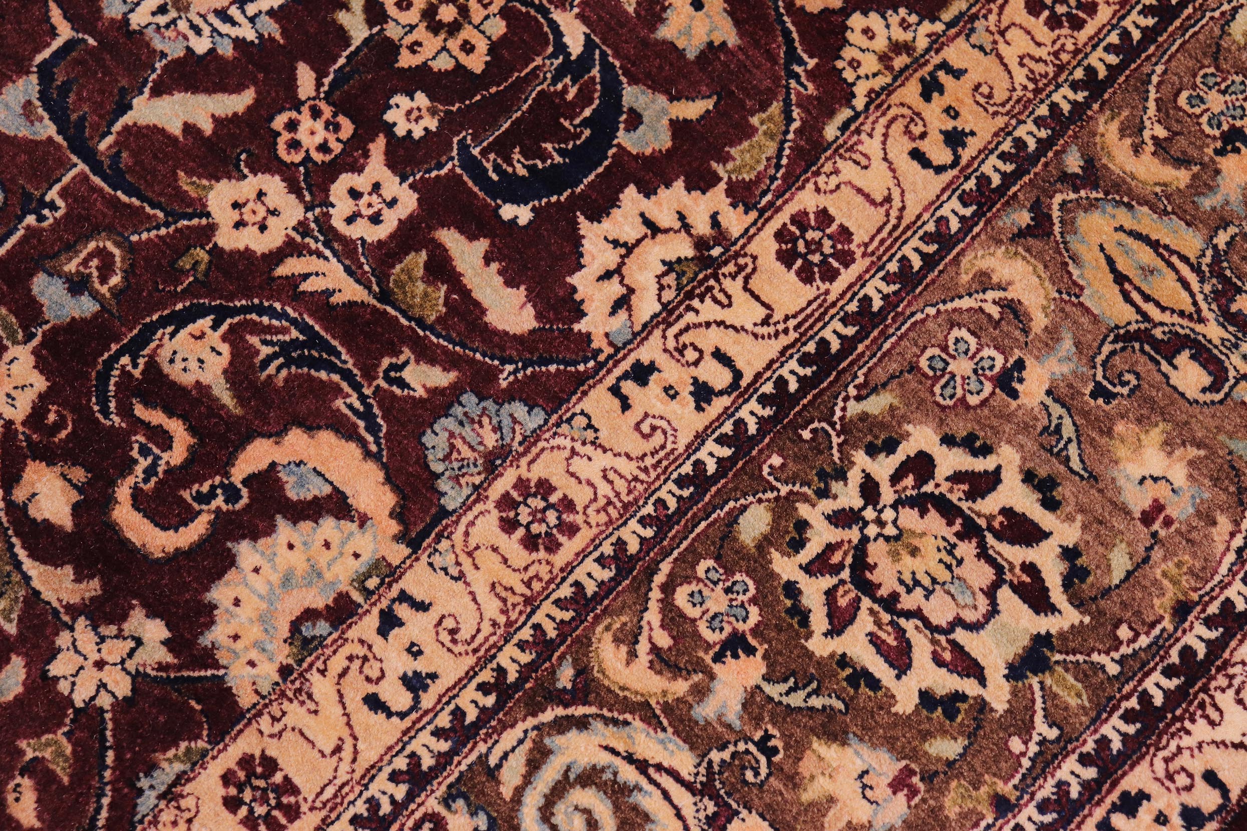 handmade Transitional Abasi Afsha Aubergine Dark Brown Hand Knotted RECTANGLE 100% WOOL area rug 6x9