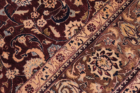 handmade Transitional Abasi Afsha Aubergine Dark Brown Hand Knotted RECTANGLE 100% WOOL area rug 6x9