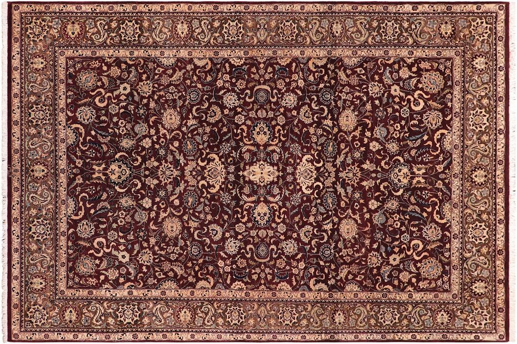 Traditional Abasi Afsha Carrie Aubergine Dark Brown Hand Knotted Area rugs 6X9