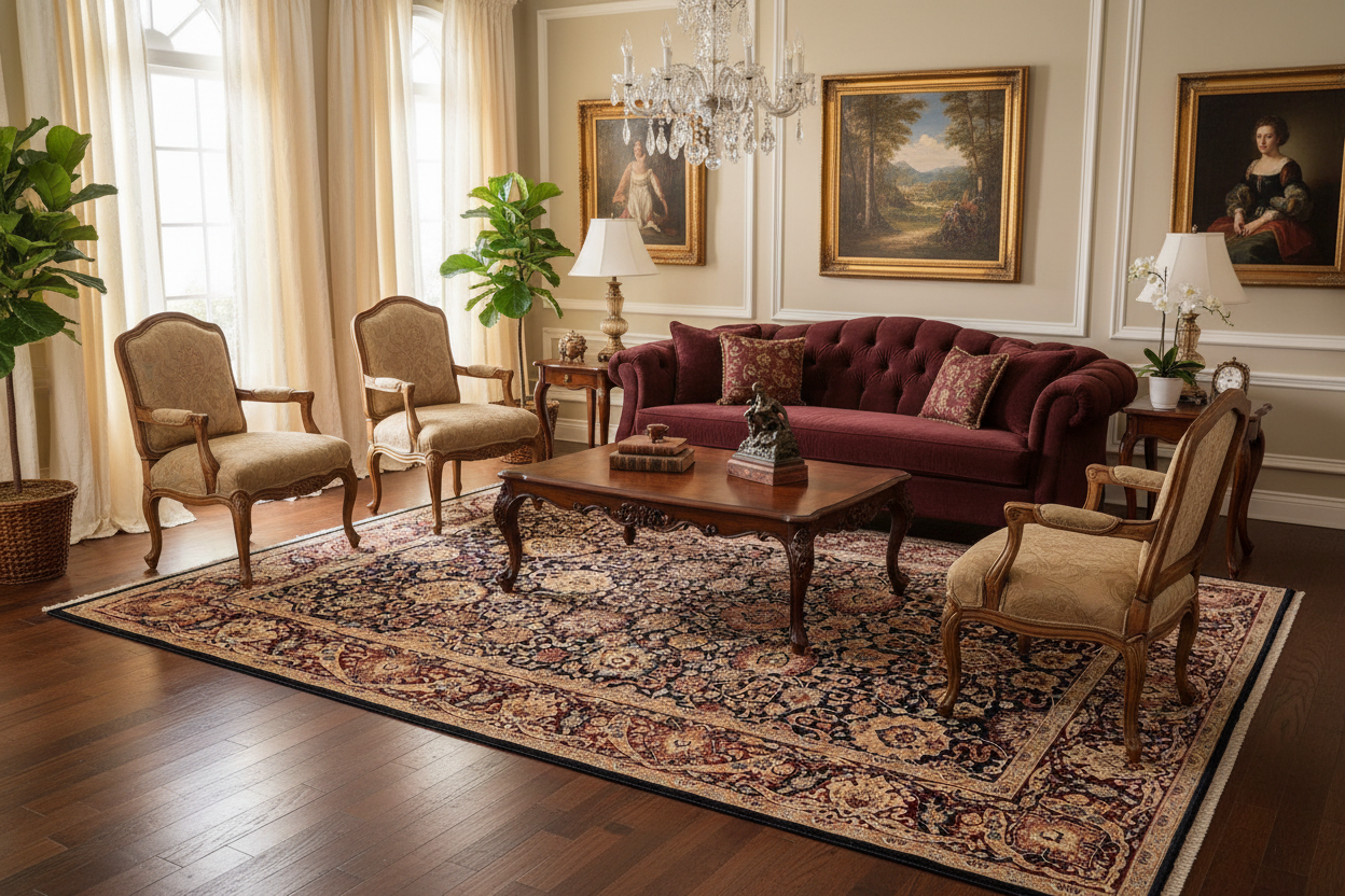 handmade Transitional Anmol Agra Drk. Blue Aubergine Hand Knotted RECTANGLE 100% WOOL area rug 6 x 9