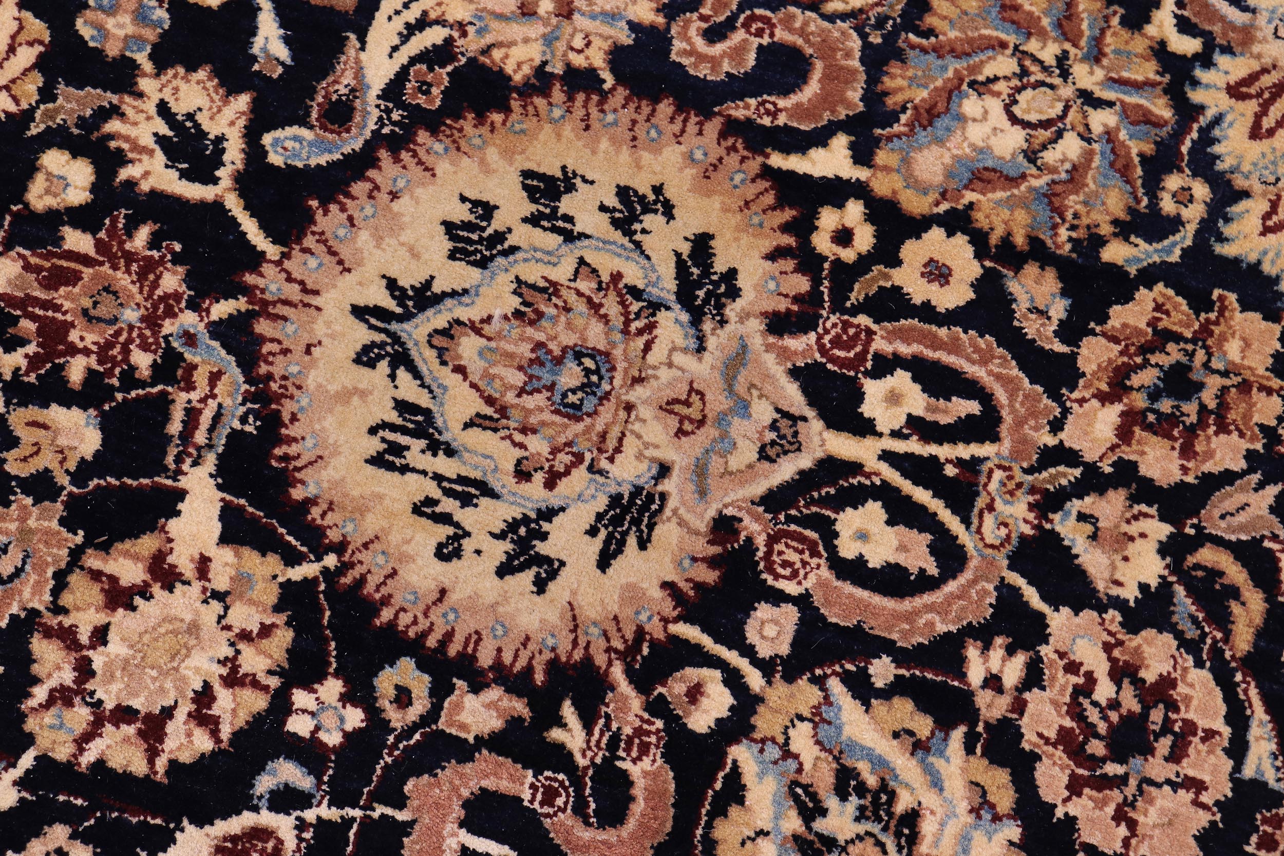 handmade Transitional Anmol Agra Drk. Blue Aubergine Hand Knotted RECTANGLE 100% WOOL area rug 6 x 9