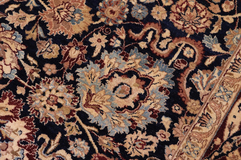 handmade Transitional Anmol Agra Drk. Blue Aubergine Hand Knotted RECTANGLE 100% WOOL area rug 6 x 9